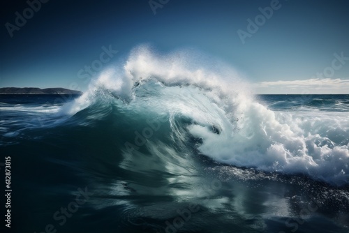 ocean surfing liquid crash nature blue wave cool water sea. Generative AI.