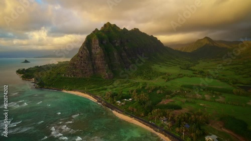 Soaring Over Beautiful Island and Ocean