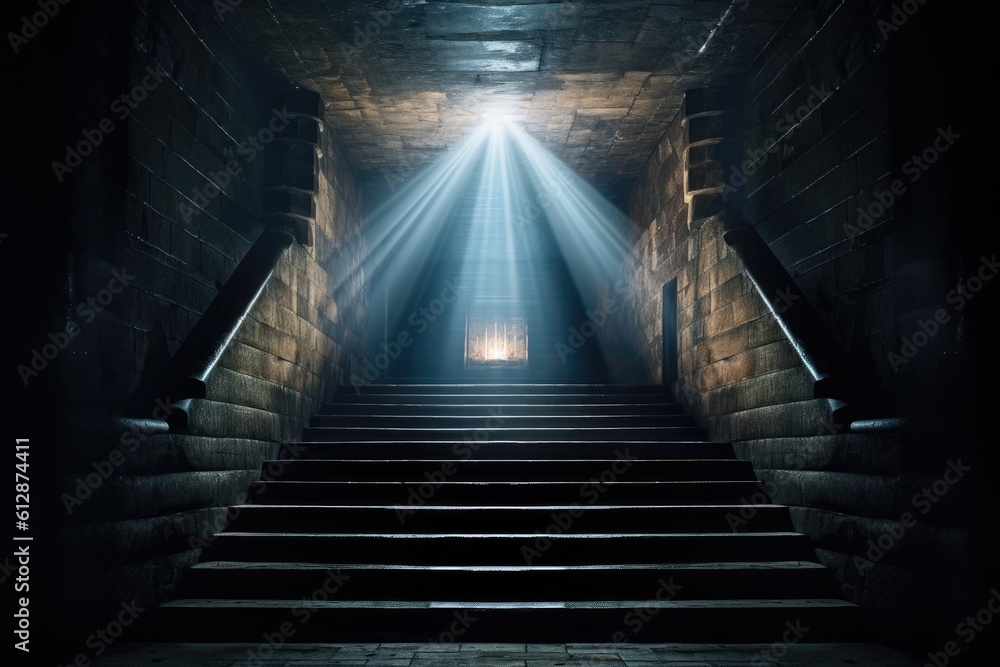 Stairs Leading To Cross Of Light At End Of Tunnel Generative AI Stairs Leading To Cross Of Light At End Of Tunnel Generative AI