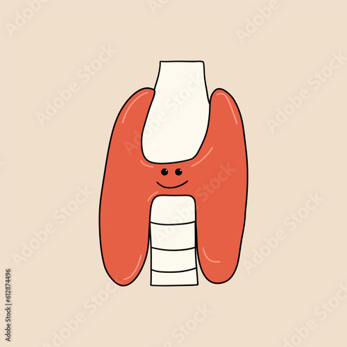 Healthy thyroid. Human organ in cartoon style. Vector illustration in flat style