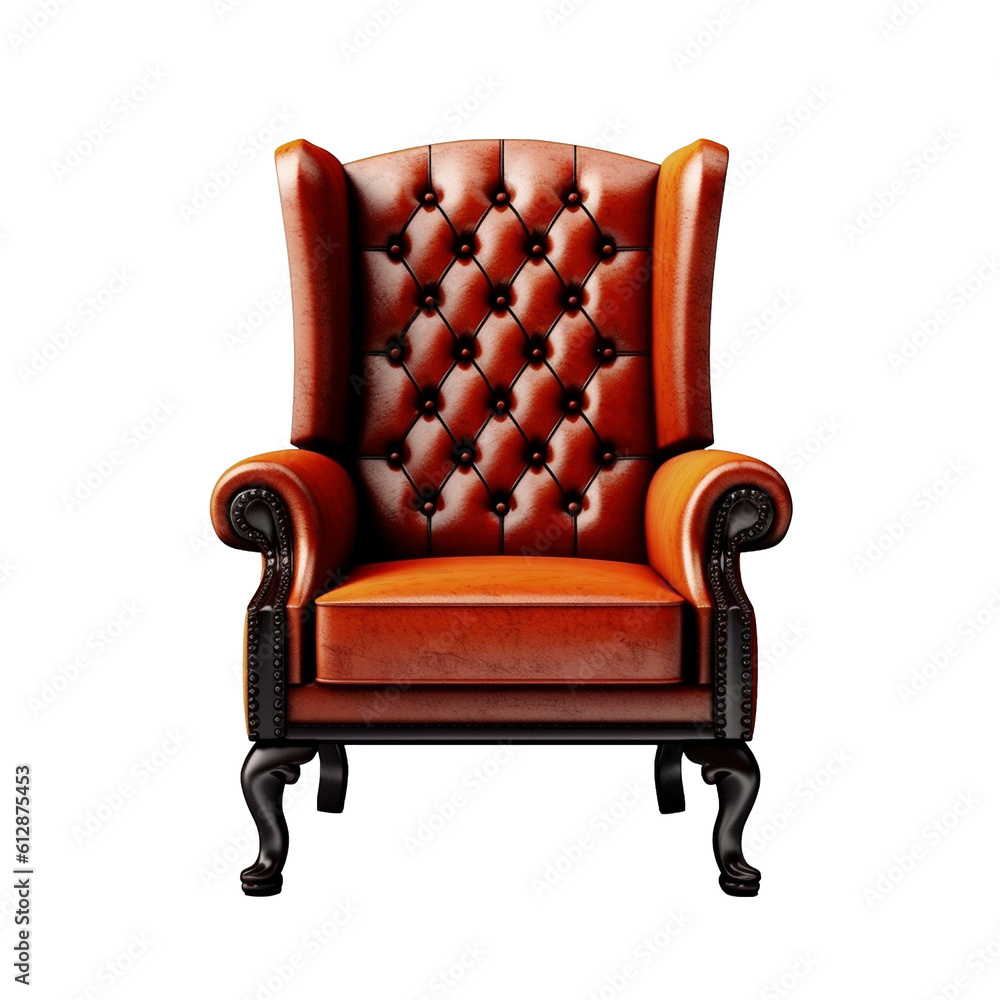 Armchair isolated on transparent background, created with generative AI Armchair isolated on transparent background, created with generative AI