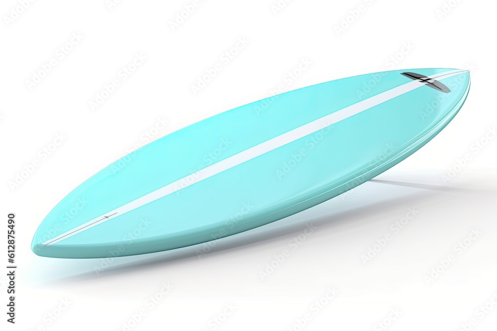 Blue surfboard on a white background. Generative ai. Blue surfboard on a white background. Generative ai.
