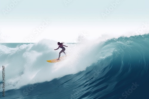 Summer surfing on the waves in the ocean. Generative ai. photo