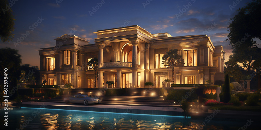 Fototapeta premium Luxury villa mansion, architecture inspiration