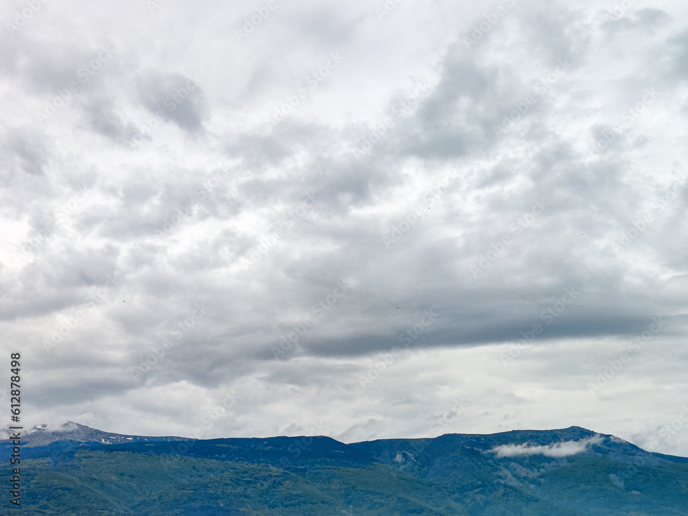 View to mountain with cloudy sky