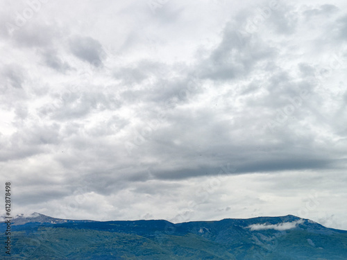 View to mountain with cloudy sky