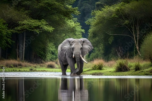 elephant in the water , elephant in the forest