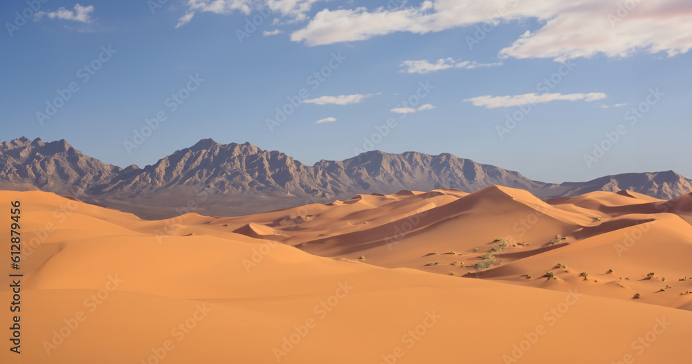 Sandy ground Desert and sky. Generative AI illustration