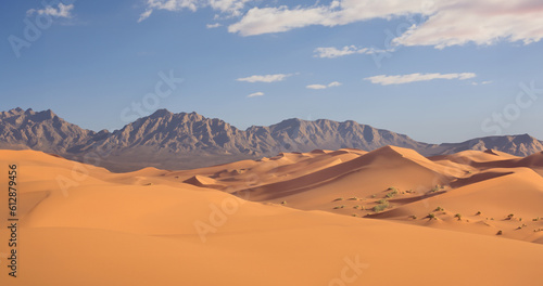 Sandy ground Desert and sky. Generative AI illustration