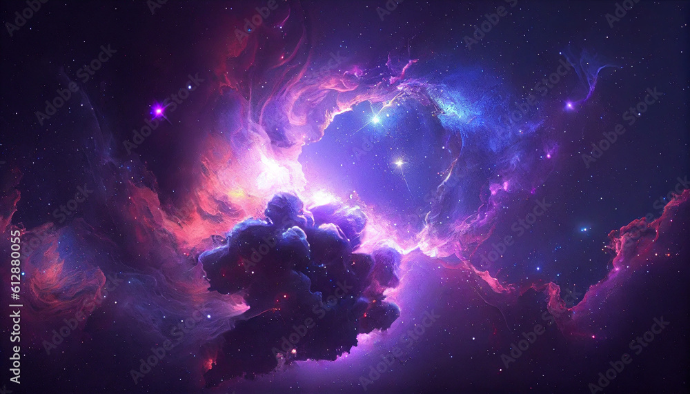 Nebula Galaxy Background With  Purple Blue Outer Ai generated image