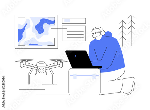 Use remote sensing drones abstract concept vector illustration.