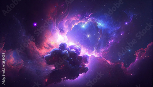 Nebula Galaxy Background With  Purple Blue Outer Ai generated image © TrendyImages