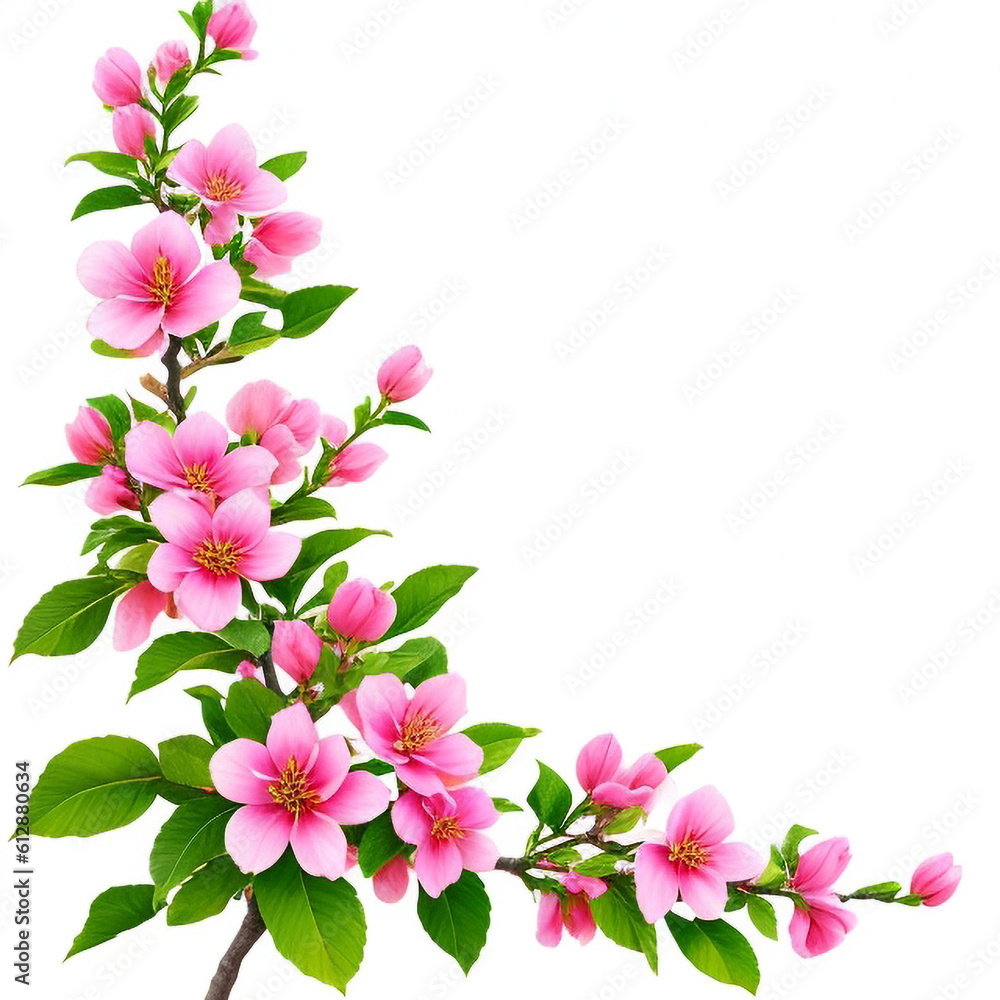 pink and white flowers generative AI 