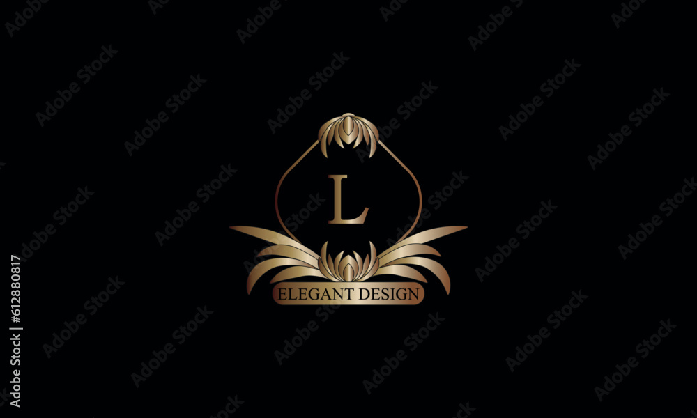 Obraz premium Letter L emblem calligraphic monogram template. Luxury elegant logo design. Vector illustration for projects for cafes, hotels, heraldry, restaurants, boutiques