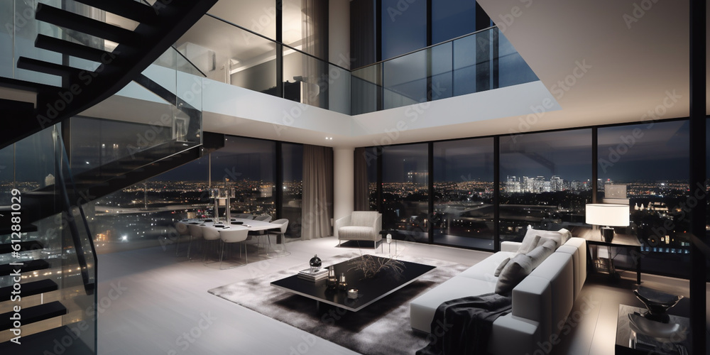 Fototapeta premium Luxury modern home, living room, architecture and real estate inspiration concept