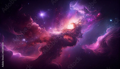 Nebula Galaxy Background With Purple Blue Outer Ai generated image