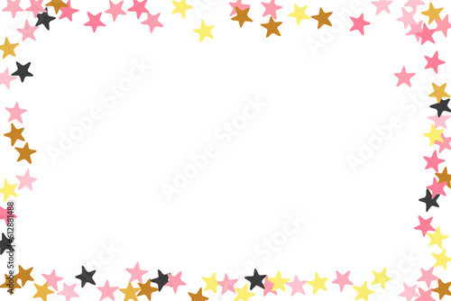Abstract black pink gold stars random vector texture. Little starburst spangles Noel decoration particles. Isolated stars random design. Sparkle symbols gift decor.