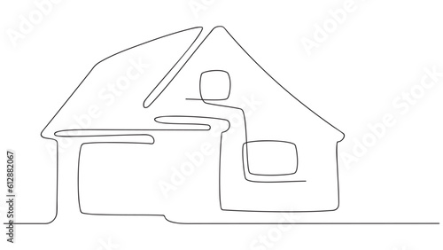 Continuous one line drawing of house. vector illustration.
