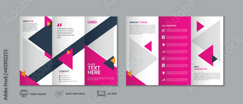 Professional clean modern and corporate various colorful unique trifold brochure template, three fold cover page, three fold presentation, bifold brochure layout design with mockup