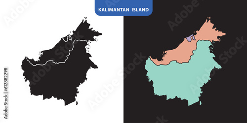 Kalimantan region with free 2 style illustration vector | maps, region, and area. photo
