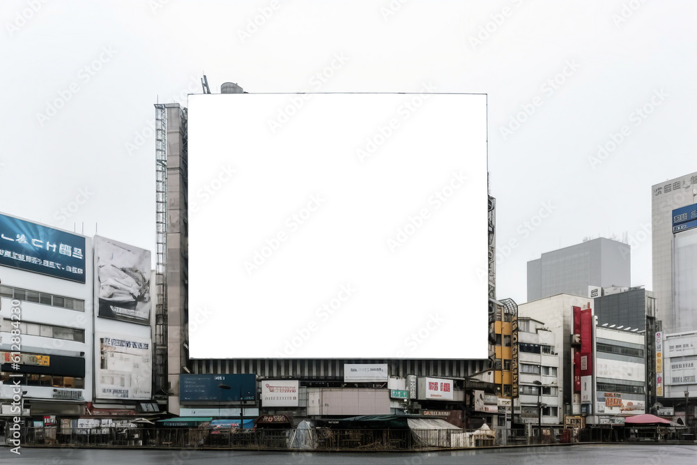Transparent, empty, blank billboard mockup near a street for outdoor advertisement and promotion for commercial marketing. Generative AI Transparent, empty, blank billboard mockup near a street for outdoor advertisement and promotion for commercial marketing. Generative AI