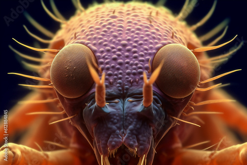Generative AI - Electron microscopy of flea face © misterauto