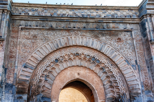 View of Bab Agnaou stone gate near Kasbah in Marrakech photo