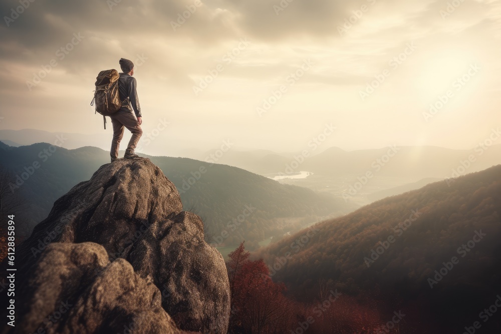 Man hiking on mountain