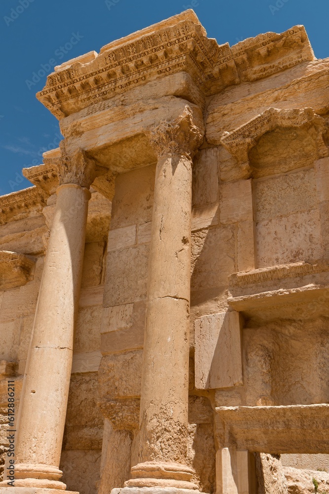 View of the ruins of the Theater of Queen Zenobia of the ancient ...