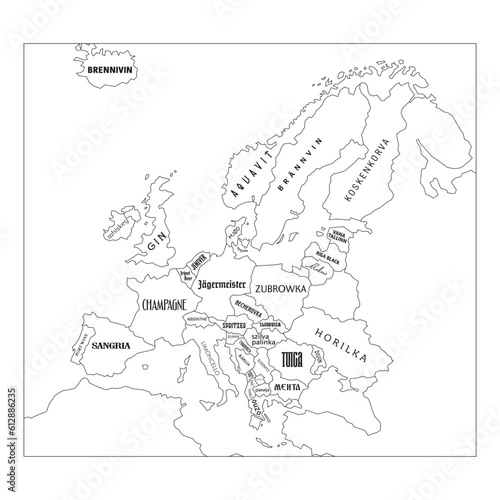 Europe national alcoholic drinks mapped