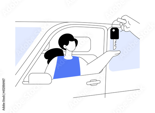 Rental car pick up point abstract concept vector illustration.