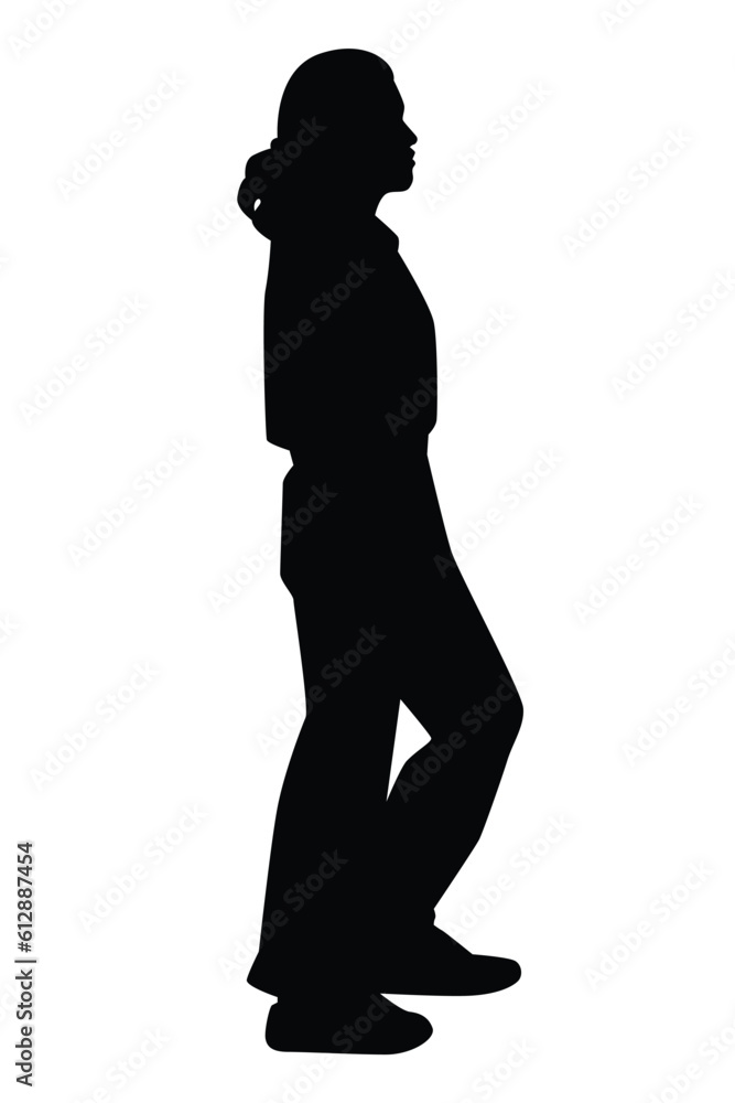 Fototapeta premium Woman silhouette vector on white background ,people in black and white, illustration for creative content.