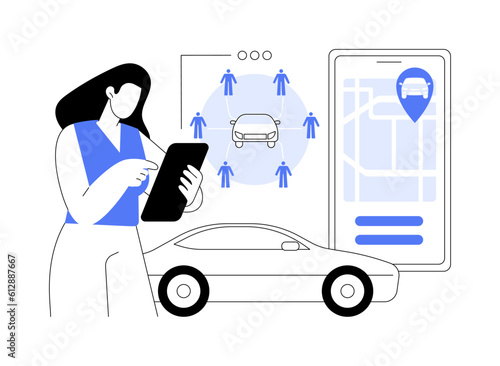 Booking a carsharing car abstract concept vector illustration.