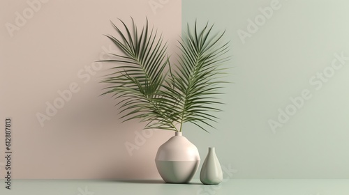 Fresh oasis a tropical palm leaves. AI generated