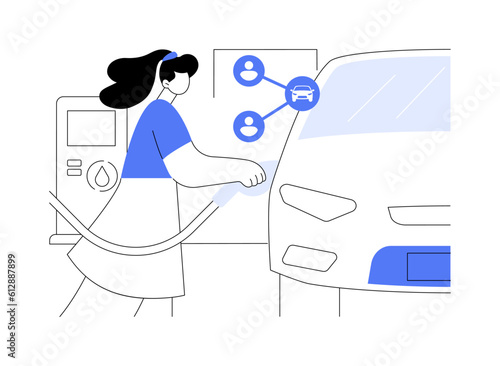 Refilling fuel abstract concept vector illustration.