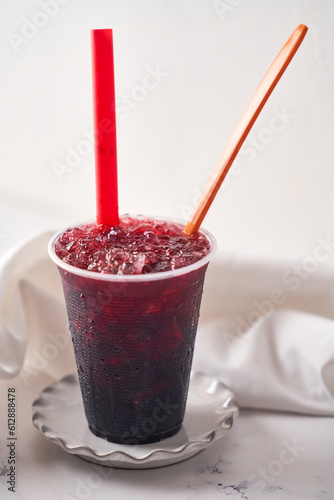 Raspado, cholado, raspadilla, slush ice, for the summer in latin america. photo