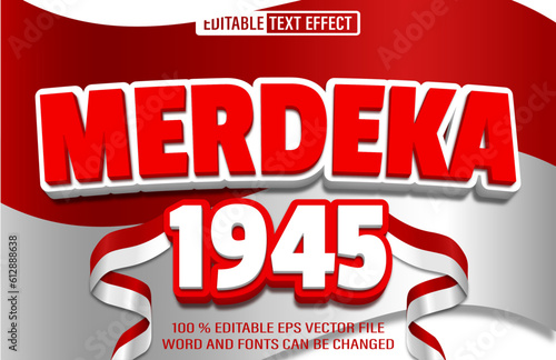 Merdeka 1945 editable text effect 3d style template