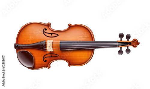 Photo Wooden fiddle with transparent background. Generative AI