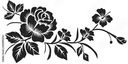 black and white flowers stencil vector pattern