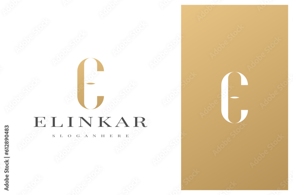 elegant simple minimal luxury letter e logo design