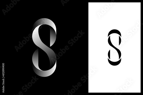 gradient metallic iron letter s logo design