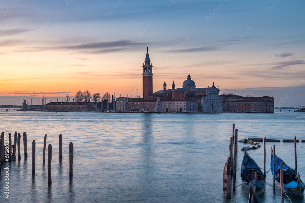 San Giorgio Maggiore island of Venice at sunrise, Italy, Europe.