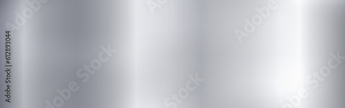 Metal texture. Wide silver material. Steel background with light. Brushed metal effect. Metallic backdrop with reflections. Realistic metal sheet. Vector illustration