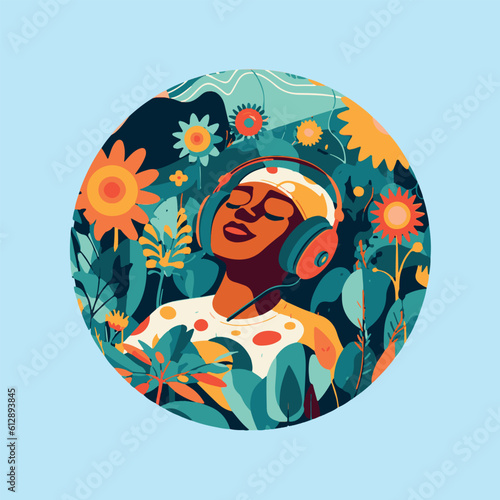 man sitting listening to music lying in nature