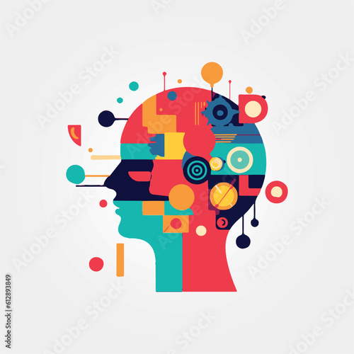 abstract creative brain thinking, vector illustration