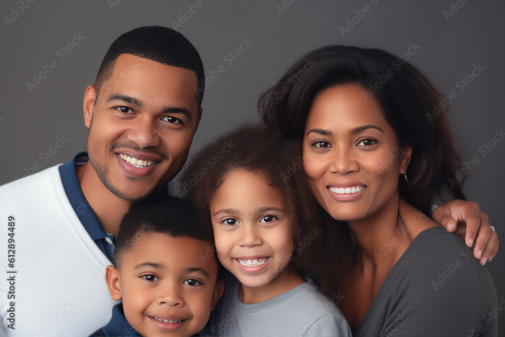 Portrait of a multi ethnic family laughing. AI Generative Portrait of a multi ethnic family laughing. AI Generative
