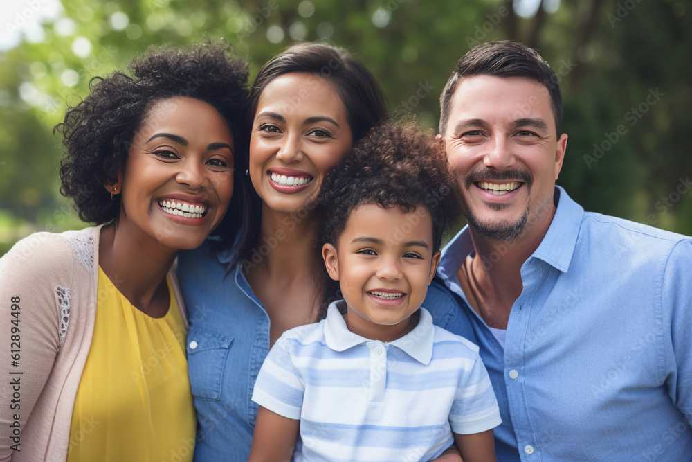 Portrait of a multi ethnic family laughing. AI Generative Portrait of a multi ethnic family laughing. AI Generative