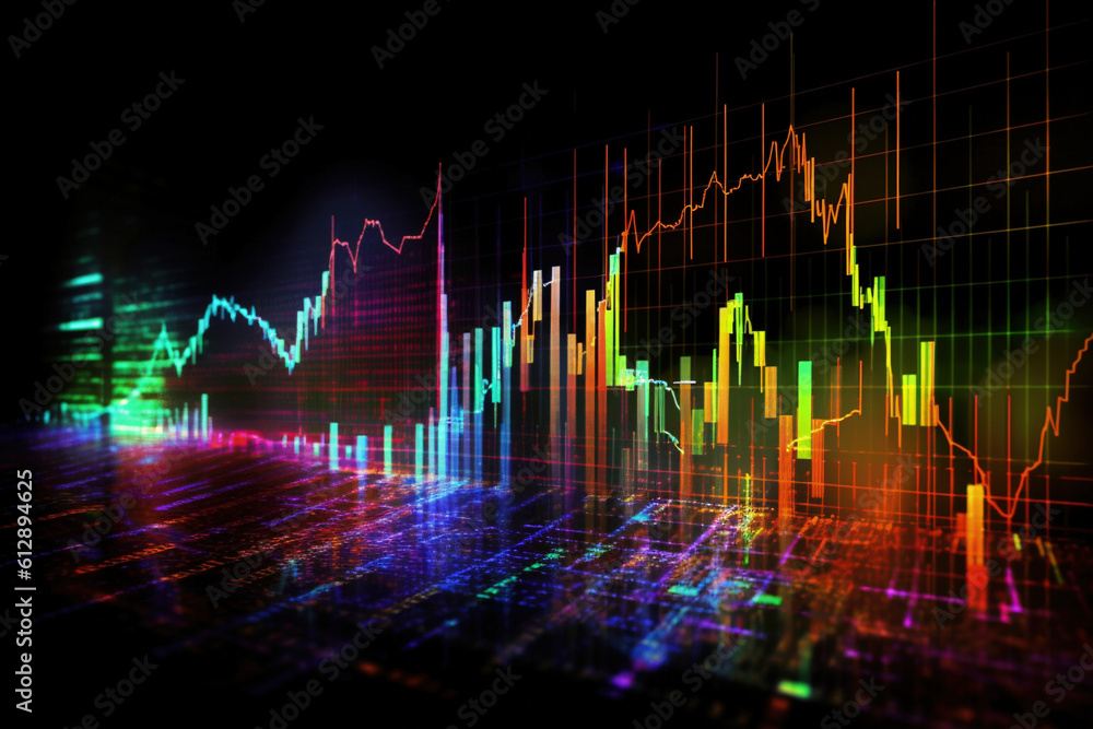 Stock market digital graph chart on LED display concept.AI Generative Stock market digital graph chart on LED display concept.AI Generative