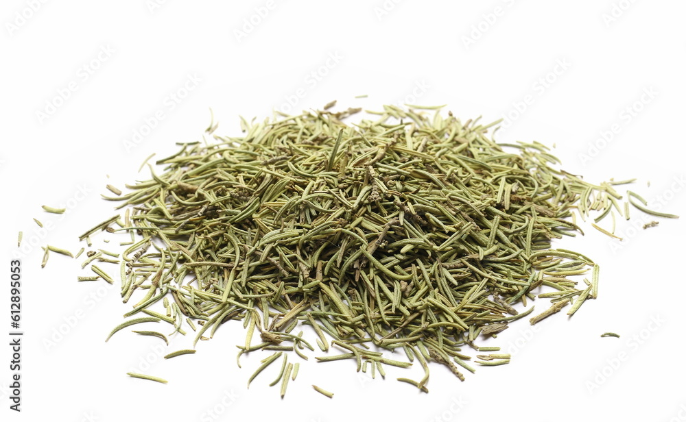 Pile of dry rosemary isolated on white Pile of dry rosemary isolated on white
