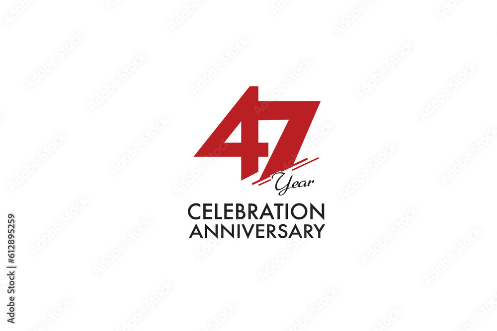 47th, 47 years, 47 year anniversary with red color isolated on white background, vector design for celebration vector 47th, 47 years, 47 year anniversary with red color isolated on white background, vector design for celebration vector